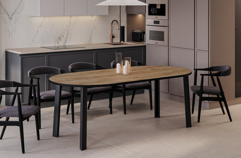 Ausziehbarer runder Esstisch "Wenus" 100-206cm (Eiche Craft Gold) von Endo-Möbel bei coso-home