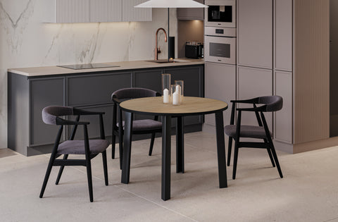 Ausziehbarer runder Esstisch "Wenus" 100-206cm (Eiche Cremona) von Endo-Möbel bei coso-home