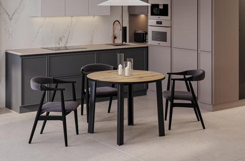 Ausziehbarer runder Esstisch "Wenus" 100-206cm (Eiche Evoke) von Endo-Möbel bei coso-home