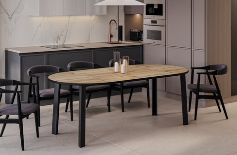 Ausziehbarer runder Esstisch "Wenus" 100-206cm (Eiche Evoke) von Endo-Möbel bei coso-home