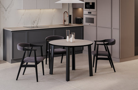 Ausziehbarer runder Esstisch "Wenus" 100-206cm (Kaschmir Beige) von Endo-Möbel bei coso-home