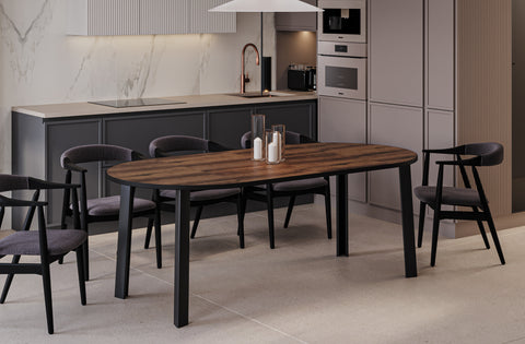 Ausziehbarer runder Esstisch "Wenus" 100-206cm (Eiche Monastery) von Endo-Möbel bei coso-home