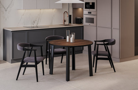 Ausziehbarer runder Esstisch "Wenus" 100-206cm (Eiche Stirling) von Endo-Möbel bei coso-home