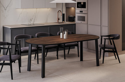 Ausziehbarer runder Esstisch "Wenus" 100-206cm (Eiche Stirling) von Endo-Möbel bei coso-home