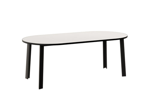 Ausziehbarer runder Esstisch "Wenus" 100-206cm (Weiß Hochglanz) von Endo-Möbel bei coso-home