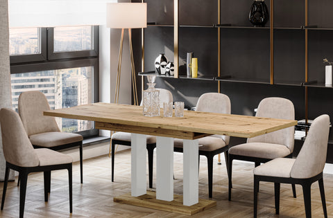Ausziehbarer Esstisch "Appia White" 130-210cm (Eiche Artisan) von Endo-Möbel bei coso-home