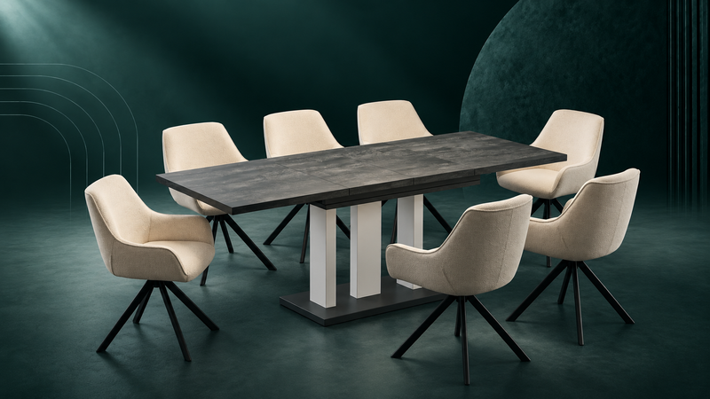 Essgruppe Appia White mit 6-8 Stühlen