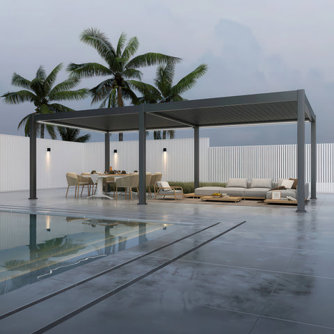 Gutroof Pergola "Deluxe Pro Automatic" 4x8m - elektrisch, LED, Anthrazit von Gutroof bei coso-home