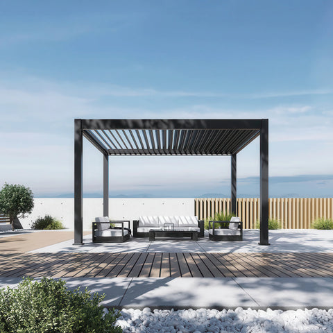 Gutroof Deluxe Pro Automatic 3x4m Elektrische Pergola mit LED-Beleuchtung Anthrazit