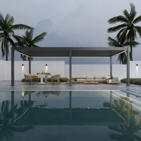 Gutroof Pergola "Deluxe Pro Automatic" 4x8m - elektrisch, LED, Anthrazit von Gutroof bei coso-home