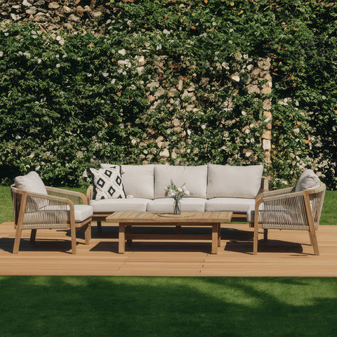 FURRORE MARIGOLD Caffe Lounge-Set – 5-Sitzer Gartenmöbel aus Akazienholz in Beige