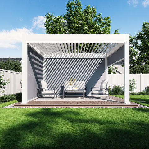 Gutroof Pergola "Deluxe" 3,6x4m - elektrisch, LED, Weiß von Gutroof bei coso-home