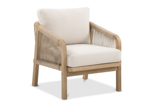 Furrore Marigold Balkonset 2+1 Akazienholz Helles Teakholz Grau – Handgeflochtene Sessel & Kaffeetisch