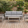Bjorkka Gartenlounge-Set GENEVA PREMIUM Aluminium mit Rope Geflecht & Sinterstein-Tisch, Melange Grau