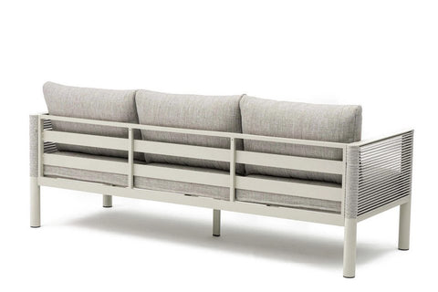 Bjorkka Gartenlounge-Set GENEVA PREMIUM Aluminium mit Rope Geflecht & Sinterstein-Tisch, Melange Grau