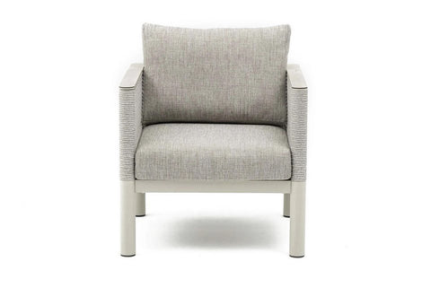 Bjorkka Gartenlounge-Set GENEVA PREMIUM Aluminium mit Rope Geflecht & Sinterstein-Tisch, Melange Grau