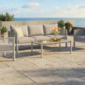 Bjorkka Gartenlounge-Set GENEVA PREMIUM Aluminium mit Rope Geflecht & Sinterstein-Tisch, Melange Grau