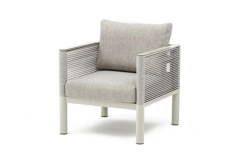 Bjorkka Gartenlounge-Set GENEVA PREMIUM Aluminium mit Rope Geflecht & Sinterstein-Tisch, Melange Grau