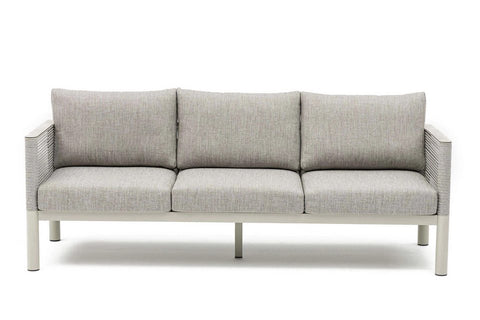 Bjorkka Gartenlounge-Set GENEVA PREMIUM Aluminium mit Rope Geflecht & Sinterstein-Tisch, Melange Grau