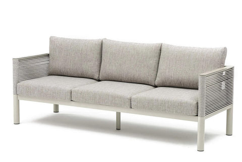 Bjorkka Gartenlounge-Set GENEVA PREMIUM Aluminium mit Rope Geflecht & Sinterstein-Tisch, Melange Grau