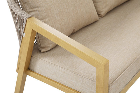 Bjorkka Gartenlounge-Set LOARA CAFFE Holz-Optik Stahl 4-tlg. Skandinavisch