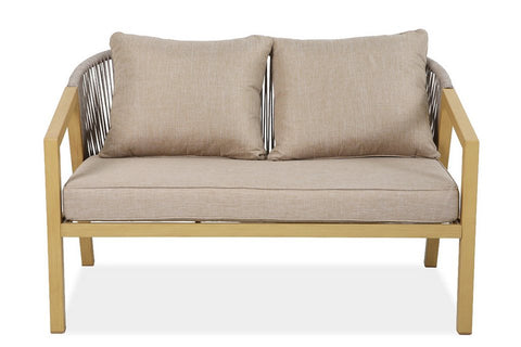 Bjorkka Gartenlounge-Set LOARA CAFFE Holz-Optik Stahl 4-tlg. Skandinavisch