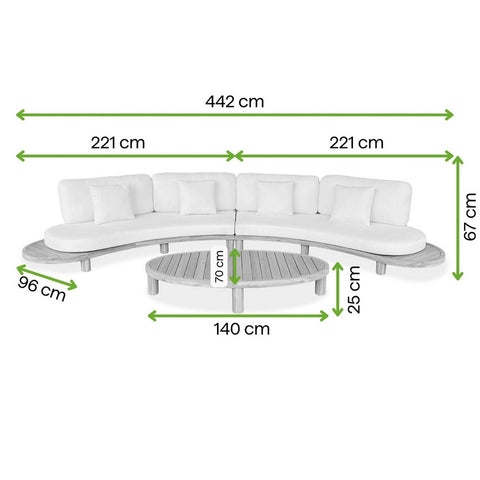 Bjorkka Gartenlounge-Set LUMIA CAFFE Akazienholz Beige 442x96cm