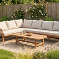 Bjorkka Gartenlounge-Set SKALA CAFFE Akazienholz Ecksofa 265,5x198 cm Beige