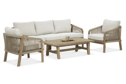 FURRORE MARIGOLD Caffe Lounge-Set – 5-Sitzer Gartenmöbel aus Akazienholz in Beige