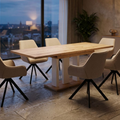 Essgruppe Appia White - Eiche Evoke mit 6 Stühlen in Leinen Beige für 6 Personen
