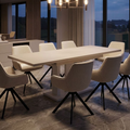 Essgruppe Appia White - Kaschmir-Beige mit 8 Stühlen in Chenille Cremeweiß für 8 Personen