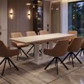 Essgruppe Appia White - Kaschmir-Beige mit 8 Stühlen in Chenille Orange für 8 Personen