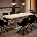 Essgruppe Appia White - Kaschmir-Beige mit 8 Stühlen in Samt Schwarz für 8 Personen