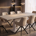 Essgruppe Appia White - Kaschmir-Beige mit 8 Stühlen in Leinen Beige für 8 Personen