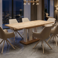 Essgruppe Appia White - Eiche Evoke mit 6 Stühlen in Leinen Beige mit beigem Gestell für 6 Personen