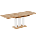 Essgruppe Appia White - Eiche Craft Gold mit 8 Stühlen in Samt Hellgrau für 8 Personen