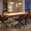 Essgruppe Appia White - Kaschmir-Beige mit 8 Stühlen in Kunstleder Braun für 8 Personen