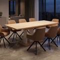 Essgruppe Appia White - Eiche Cremona mit 8 Stühlen in Chenille Orange für 8 Personen