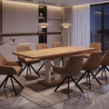 Essgruppe Appia White - Eiche Natur mit 8 Stühlen in Chenille Orange für 8 Personen