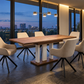 Essgruppe Appia White - Eiche Stirling mit 6 Stühlen in Leinen Beige für 6 Personen