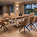 Essgruppe Appia White - Eiche Stirling mit 8 Stühlen in Chenille Orange für 8 Personen