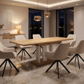 Essgruppe Appia White - Eiche Wotan mit 6 Stühlen in Leinen Beige für 6 Personen
