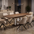 Essgruppe Appia White - Eiche Monastery mit 8 Stühlen in Leinen Beige für 8 Personen