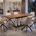 Essgruppe Appia White - Eiche Monastery mit 6 Stühlen in Leinen Beige für 6 Personen