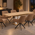 Essgruppe Appia White - Eiche Artisan mit 8 Stühlen in Chenille Orange für 8 Personen