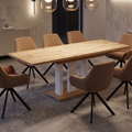 Essgruppe Appia White - Eiche Artisan mit 6 Stühlen in Chenille Orange für 6 Personen