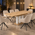 Essgruppe Appia White - Eiche Artisan mit 8 Stühlen in Leinen Beige für 8 Personen