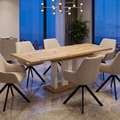 Essgruppe Appia White - Eiche Artisan mit 6 Stühlen in Leinen Beige für 6 Personen