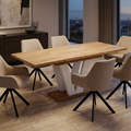 Essgruppe Lara White - Eiche Craft Gold mit 6 Stühlen in Leinen Beige für 6 Personen