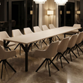 Essgruppe Dunaj - Kaschmir-Beige mit 14 Stühlen in Leinen Beige für 14 Personen